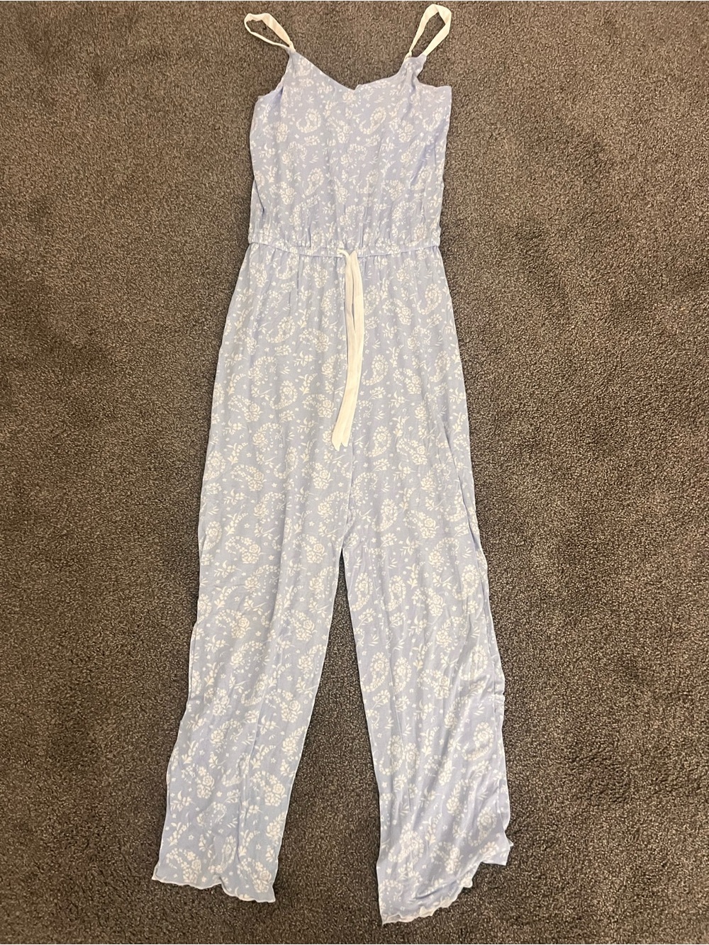PJ Salvage Light Blue Floral Woven Jumpsuit with Drawstring size XS